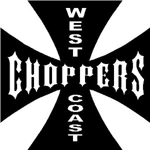West coast choppers, iron cross, Vinyl decal sticker