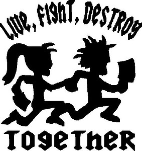 Live, fight, destroy togather, Hatchet man and girl, Vinyl decal sticker
