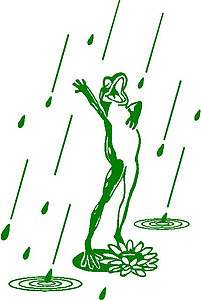 A frog singing in the rain, Vinyl decal sticker, Vinyl decal sticker