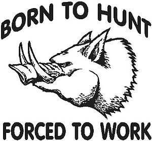 Born to hunt forced to work, Boar, pig, Vinyl decal sticker