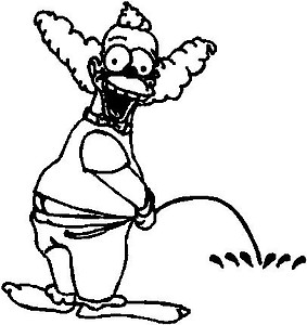 Krusty the clown peeing, the simpsons, Vinyl decal sticker , Vinyl decal sticker