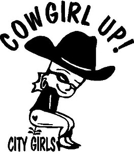 Cowgirl Up!, Girl calvin peeing on City Girls, Vinyl cut decal