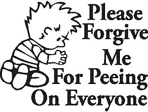 Calvin Praying, Please forgive me for peeing on everyone, Vinyl cut decal
