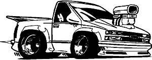 Chevy Truck with blower, vinyl cut decal