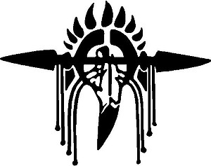 Spear, Beads and feathers, Vinyl cut decal