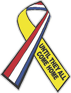 Support our troops ribbon, Until they all come home, Full color decal