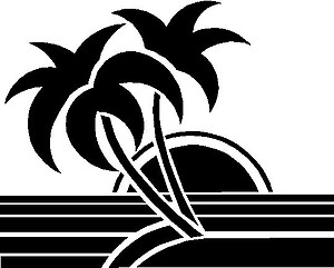 Palm Trees, Sun set, sand and beach, Vinyl cut decal