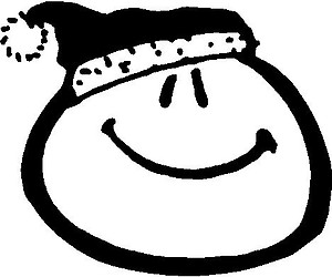 Smiley Face with a Santa Hat on, Vinyl cut decal