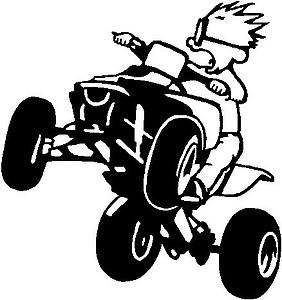 Calvin riding a Quad, Vinyl cut decal