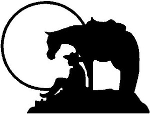 A Cowboy sitting under the moon with a horse, Vinyl cut decal