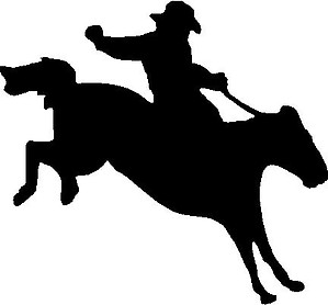 Cowboy breaking a wild horse, Vinyl cut decal