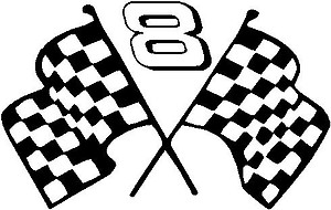 Dale Earnhadt Jr, 8 with checker flags, Vinyl cut decal