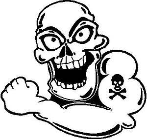 Skull with skull and bones on his arm, Vinyl cut decal