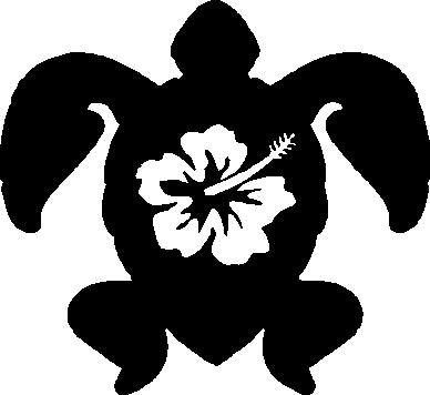 Sea Turtle with hibicus flower, Vinyl cut decal