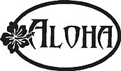 Aloha, with a hibiscus flower, Vinyl cut decal