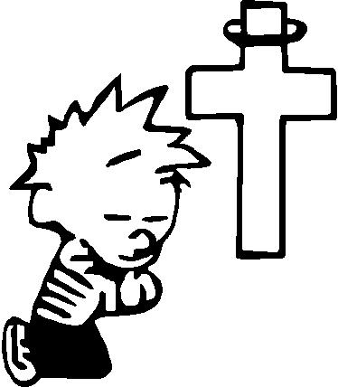 Calvin praying at the cross, Vinyl decal sticker