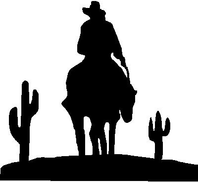 Cowboy riding in the desert, Vinyl cut decal