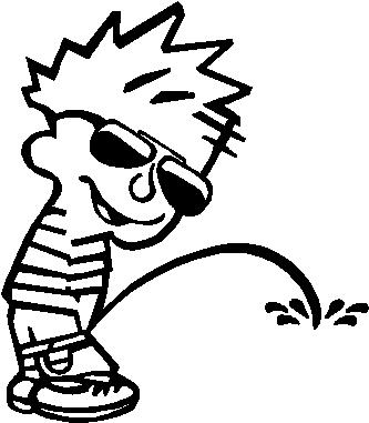 Cool Calvin wearing Sunglasses peeing, Vinyl cut decal