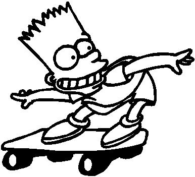 Bart Simpson on a skate board, Vinyl decal sticker