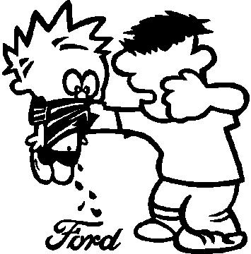 Calvin getting beat up for peeing on Ford, Vinyl cut decal