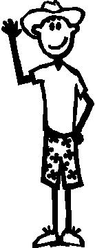Guy, 5 inch Tall, Flower shorts, Stick people, vinyl decal sticker