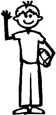 Boy, 5.3 inch Tall, Football, Stick people, vinyl decal sticker