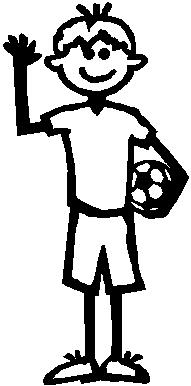 Boy, 5.3 inch Tall, Soccer, Stick people, vinyl decal sticker