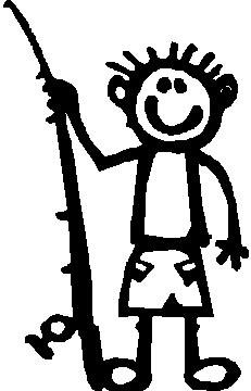 Boy, 5 inch Tall, Fishing, Stick people, vinyl decal sticker