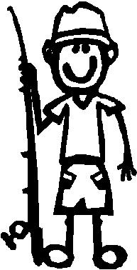 Boy, 5.2 inch Tall, Fishing, Stick people, vinyl decal sticker