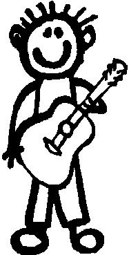 Guy, 5.1 inch Tall, Guitar, Stick people, vinyl decal sticker