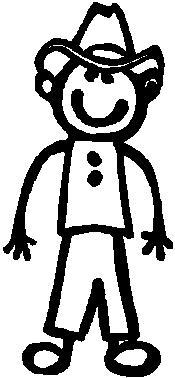 Cowboy, 5.4 inch Tall, Stick people, vinyl decal sticker