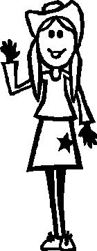 Cowgirl, 5 inch Tall, Stick people, vinyl decal sticker