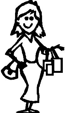 Girl Shopping, 5 inch Tall, Stick people, vinyl decal sticker