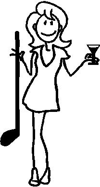 Girl, 5.3 inch Tall, with a Golf Club and a Martini, stick people, vinyl decal sticker