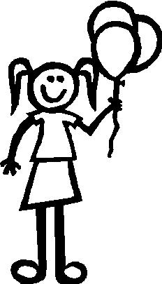 Girl, 5.6 inch Tall, Ballons, Stick people, vinyl decal sticker