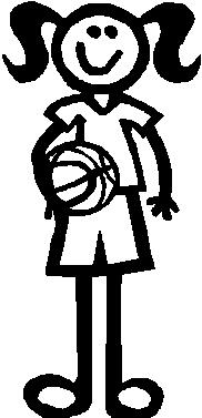 Girl, 5.2 inch Tall, Basketball, Stick people, vinyl decal sticker