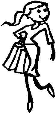 Girl Shopping, 5.1 inch Tall, Stick people, vinyl decal sticker