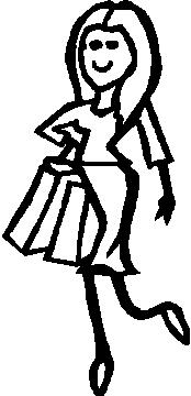 Girl Shopping, 5 inch Tall, Stick people, vinyl decal sticker