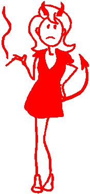 Girl, 5.2 inch Tall, Devil Woman, Stick people, vinyl decal sticker