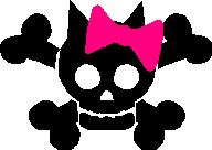 Girl Cat, Skull, stick people, vinyl decal sticker