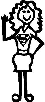 Girl, 5 inch Tall, Super Woman, Stick people, vinyl decal sticker