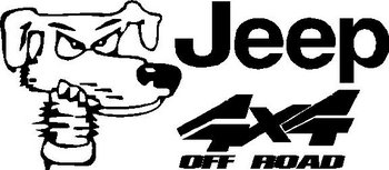 Jeep, 4x4 off road, with a dog head, Vinyl cut decal