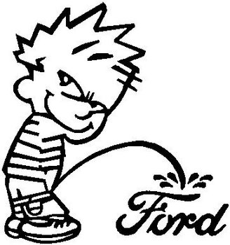 Calvin peeing on Ford, Vinyl decal sticker