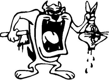 Taz chopped off bugsbunny's head with an ax, Vinyl cut decal