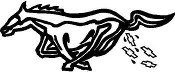 A Mustang Horse Shitting out little Chevy logo's, Ford, Vinyl cut decal