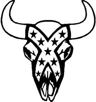 Rebal Flag on a Bulls Fave, Skull, Vinyl cut decal