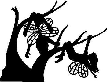 Fairies playing on a tree, Vinyl cut decal