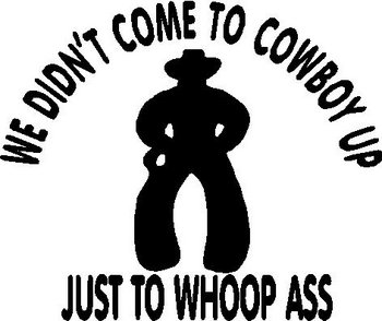 We didn't come to cowboy up, just to whoop ass. Vinyl cut decal