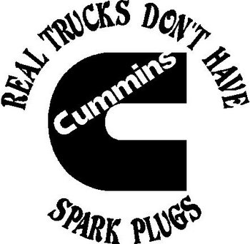 Cummins, Real trucks don't have spark plugs, Vinyl decal sticker 