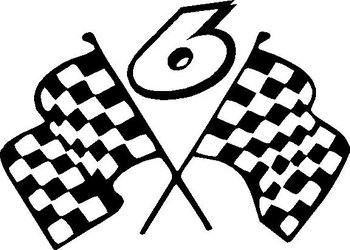 Mark Martin 6 with checker flags, Vinyl decal sticker